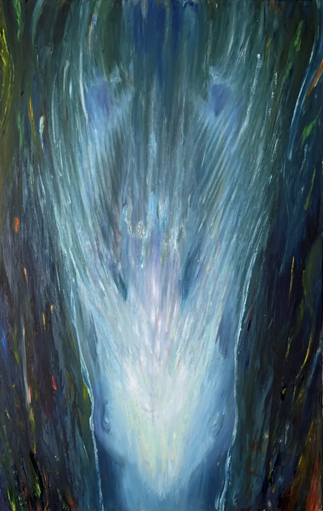 Vertical stream of glowing energy and light