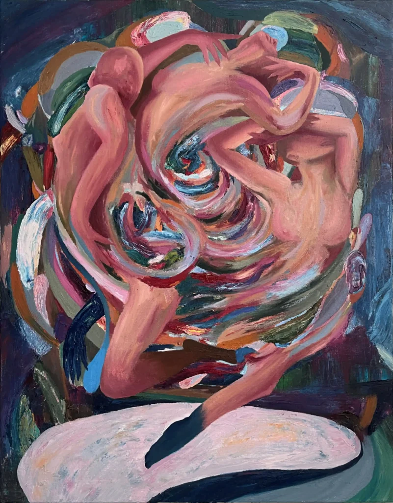 Surreal swirl of intertwined figures